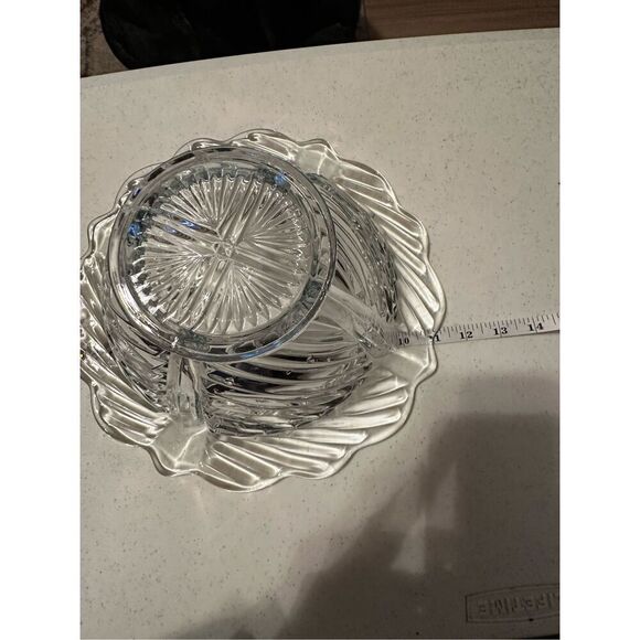 Vintage Clear Indian Swirled Design Glass Bowl - Picture 4 of 5